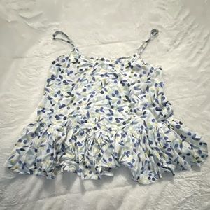 Old navy tank top, blue and white berry design.